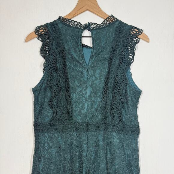 Lulu's My Sweetheart Dark Teal Green Lace Mini Dress Size M Holiday Cocktail - Picture 8 of 12